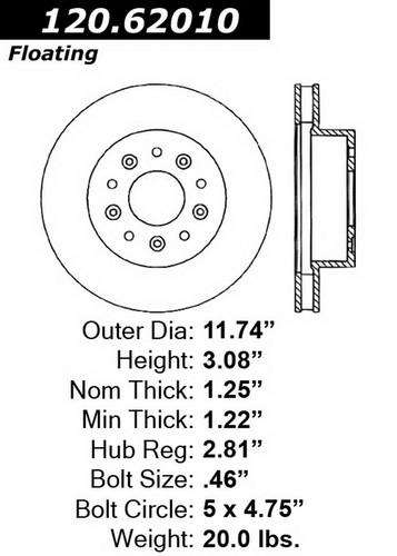 Centric-power slot 126.62010sr stoptech sport rotors 63-82 corvette