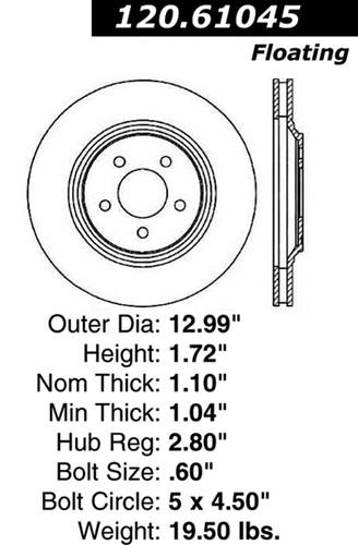 Centric-power slot 126.61045sr stoptech sport rotors 94-04 mustang