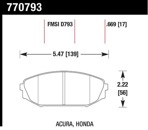 Hawk performance 770793 premium oes; disc brake pads 99-04 mdx odyssey