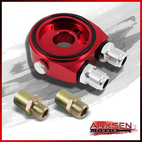 Red aluminum m20-1.5 3/4unf-16 oil filter cooler sandwich/gauge plate adapter