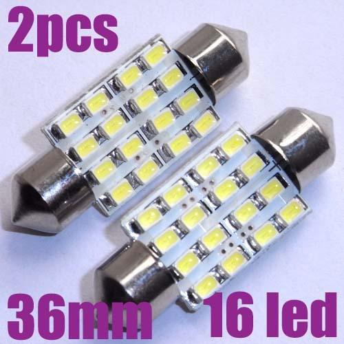 2x white 16 led festoon dome car light lamp for 6461