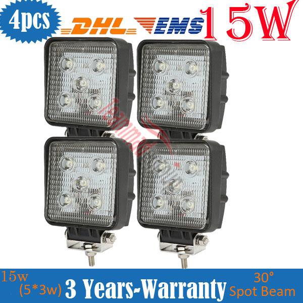 4pcs 15w led spot beam work lamp light driving/boat/utility/4x4/truck/deck/van 