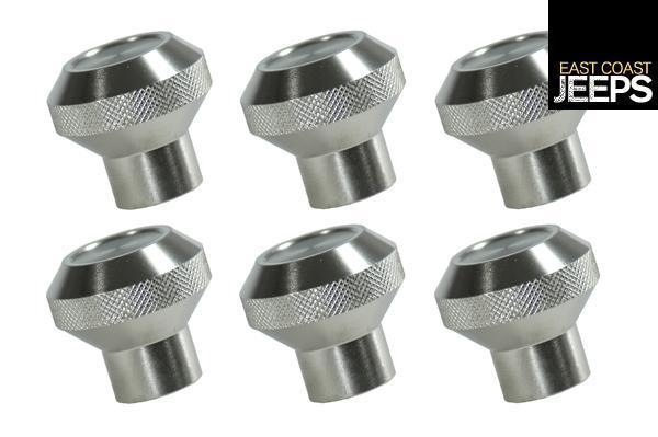 11126.01 rugged ridge dash knob set, billet stainless steel, 76-86 jeep cj