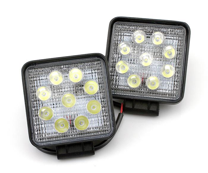 2 × spot beam 27w led offroads lamp car light truck boat 12v 24v 4wd 4x4 square