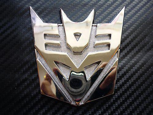 Car front grille emblem badge transformers decepticon silver new