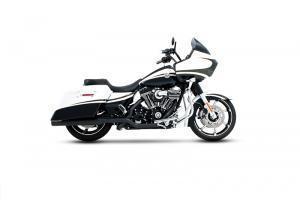 Rinehart extreme 4" true duals exhaust black / black end caps 09-13 harley fl