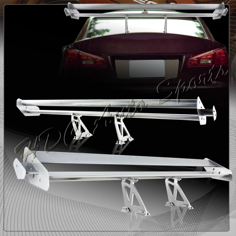 55" silver aluminum rear trunk lid gt style double deck extended spoiler wing