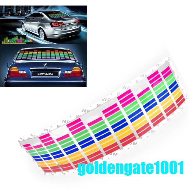 Colorful car sticker music rhythm led flash lamp sound activated equalizer 18x4"