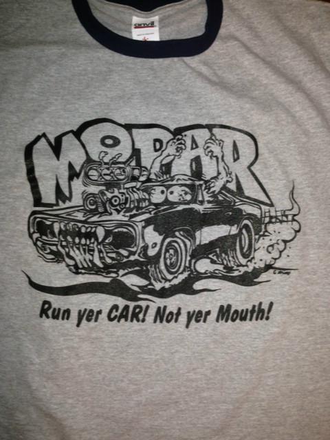 New mopar run yer car not your mouth! ringer t shirt dodge hemi gtx cuda charger