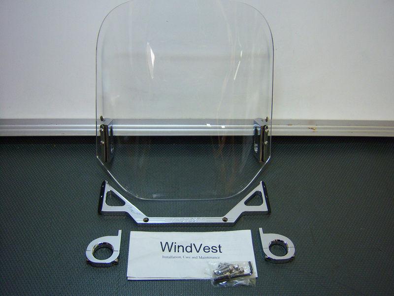 Harley windvest 14" clear 1.25" handlebar mount windshield dyna fxd fxr 10-1095c