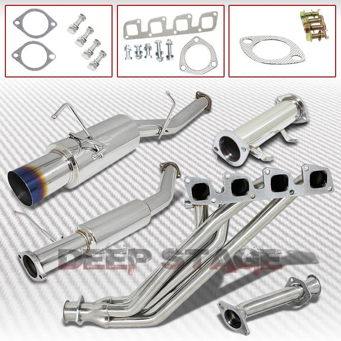 Catback cat back 4.5"burnt tip exhaust+header+piping 89-94 240sx s13 silvia ka24