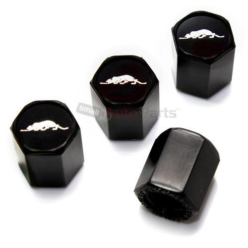 (4) plymouth prowler logo black tire/wheel air pressure stem valve caps covers