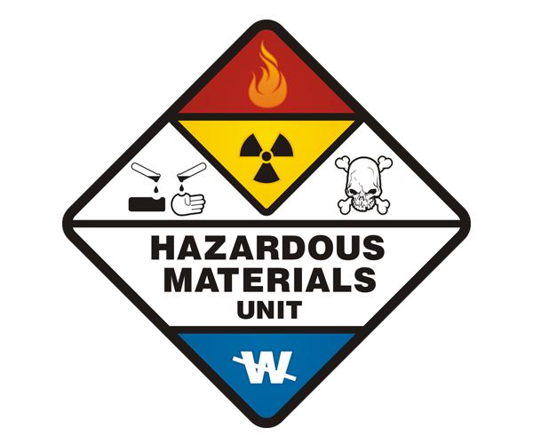 Hazmat unit decal 5"x5" firefighter haz mat vinyl sticker h5 zu1