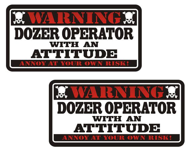 Dozer operator warning decal set 3"x1.5" construction hard hat vinyl sticker zu1