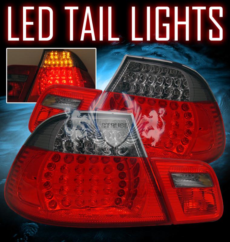 00-03 bmw e46 3 series 2 door coupe led red smoke tail lights lh rh rear lamps