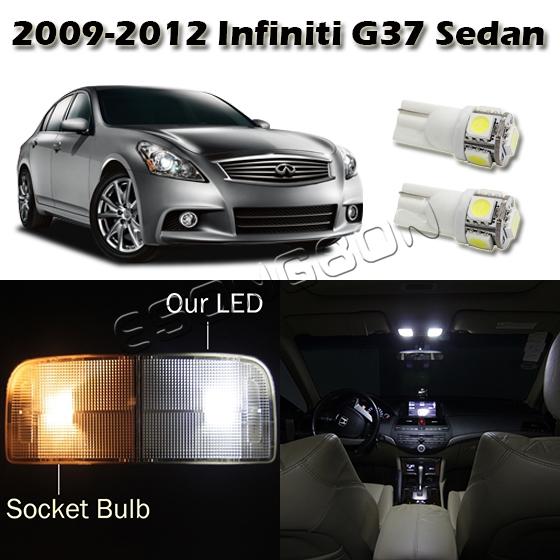 9x white led interior light bulbs package deal for 2009-2012 infiniti g37 sedan