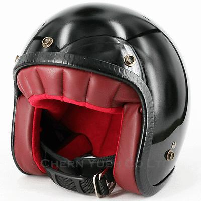 70s vintage style iron trim helmet edging motorcycle 3/4 open face helmet black 