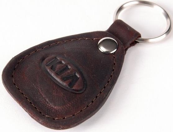 New leather brown keychain car logo kia auto emblem keyring