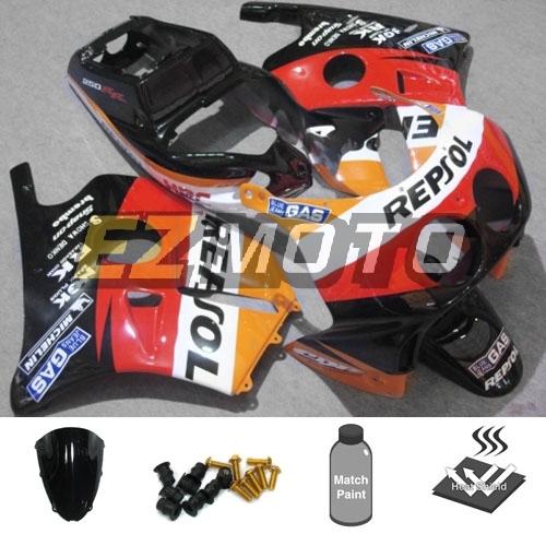 Inj fairing kit pack w/ windscreen & bolts for honda cbr250rr mc22 1990-1994 aj