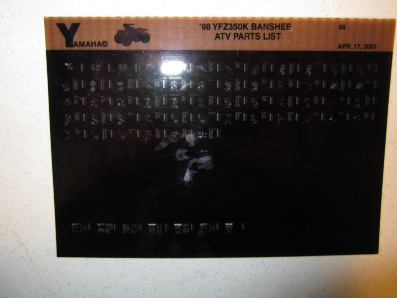 1998 yamaha atv yfz350k banshee microfiche parts list catalog yfz 350 k