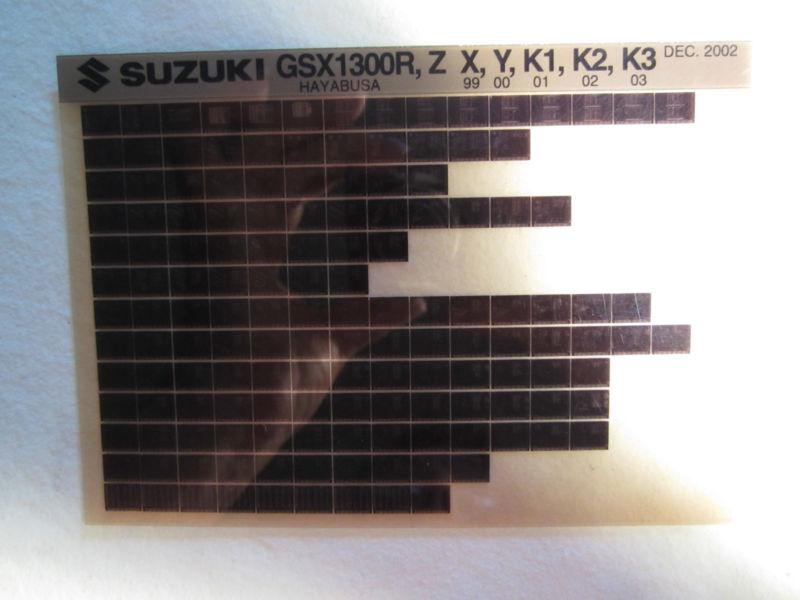 1999-2003 suzuki motorcycle gsx 1300r z x y k1-3 hayabu microfiche part catalog 