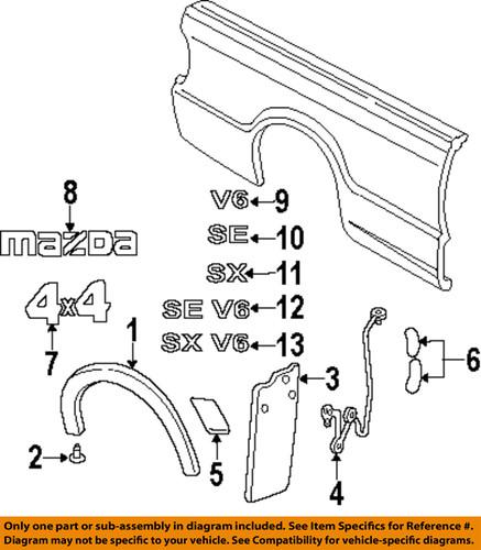 Mazda oem 1f6050390aa pick up box-wheel opening molding