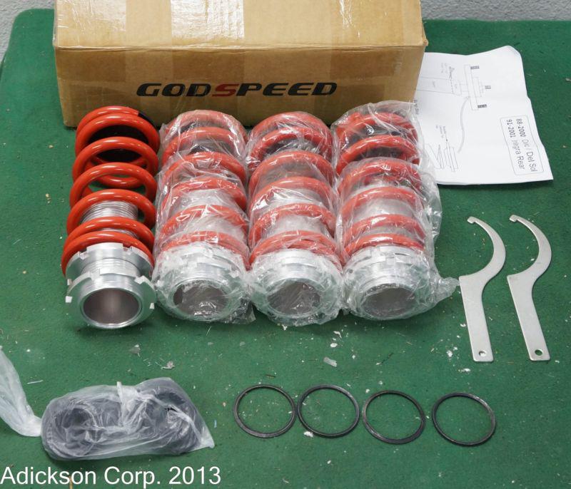 New in box 4 godspeed 88-00 honda civic coilovers set kit lowering springs