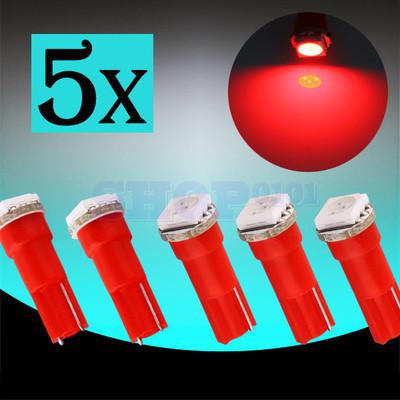 5pcs t5 1 smd red dashboard wedge led car light bulb lamp