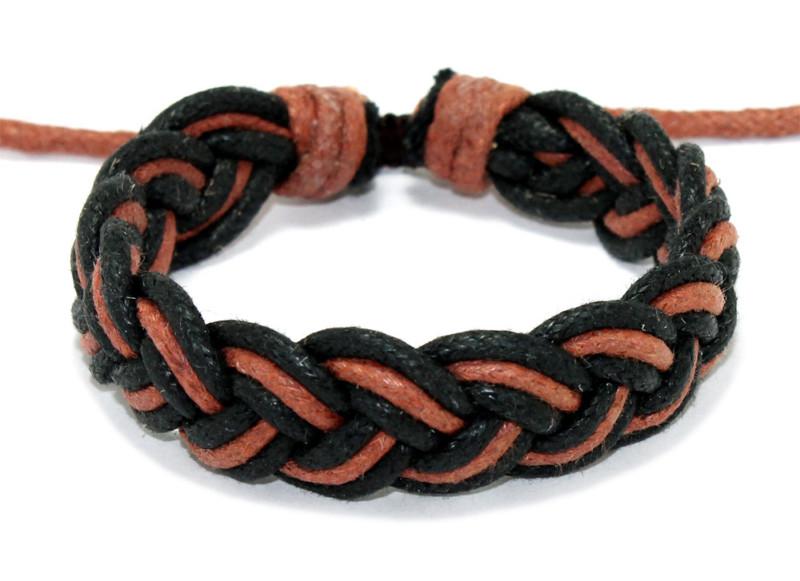 Surfer fashion hemp black and brown handmade mens bracelet (wristband) new