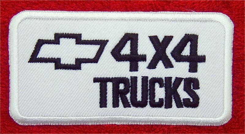 Chevrolet 4 x 4 trucks  embroidered white & black  sew or iron  on patch 