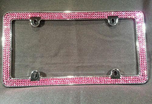 Genuine swarovski crystal license plate frame - hot pnk bling crystal frame