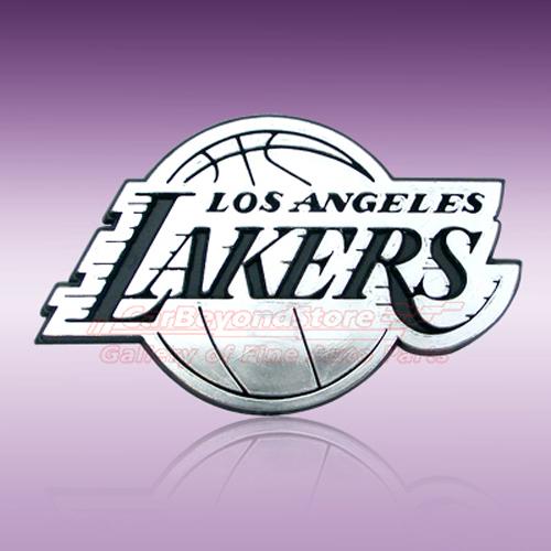 Nba los angeles lakers 3d chrome car emblem, easy install, licensed + free gift