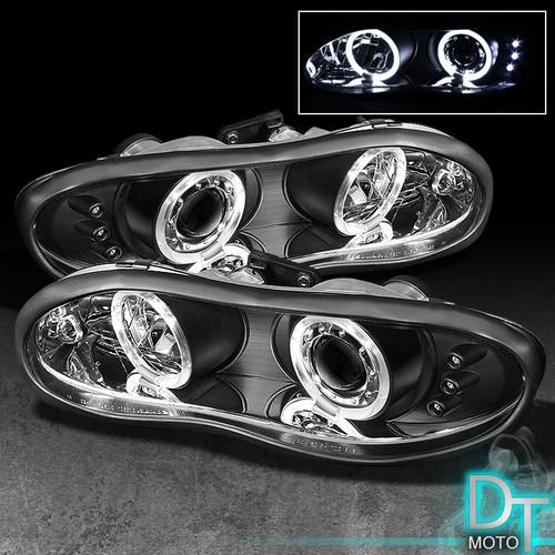 Black 98-02 chevy camaro dual halo projector led headlights lights left+right