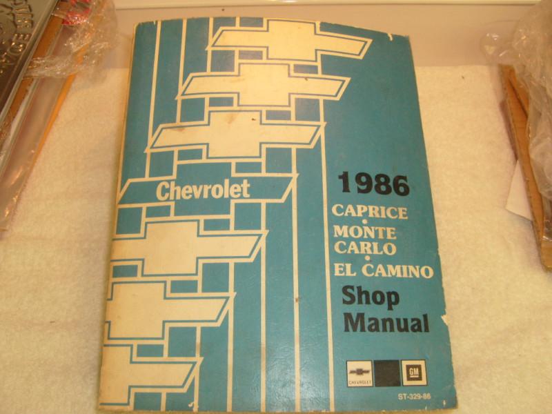 1986 el camino monte carlo caprice others gm factory  service repair manual n/r