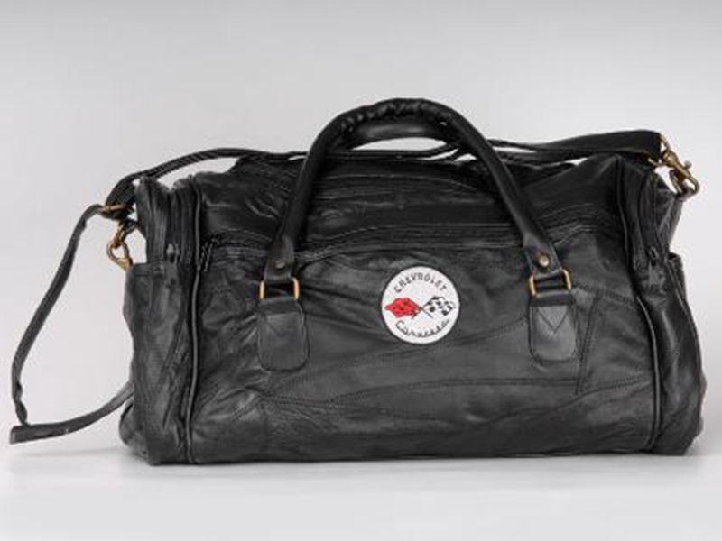 Corvette c1 black lambskin leather road trip bag - new!