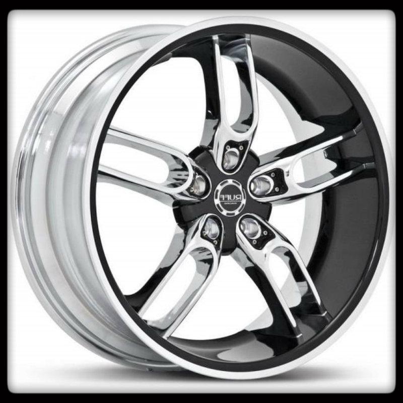 20" x 10" & 20" x 8.5" ruff racing r942 chrome w/ black staggered wheels rims