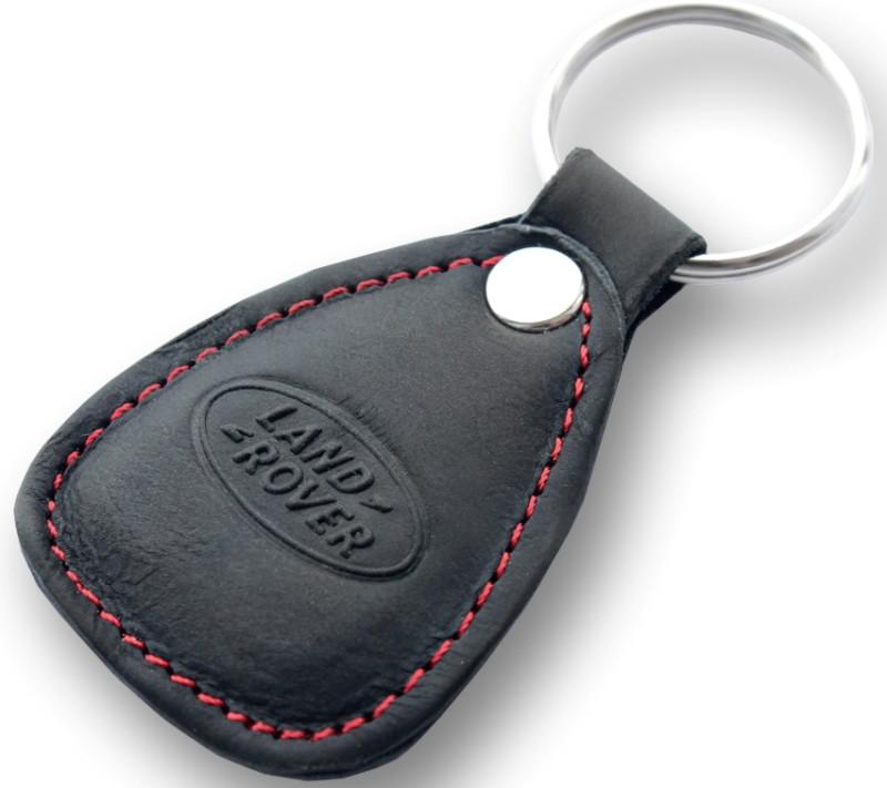 New leather black / red keychain car logo land rover auto emblem keyring