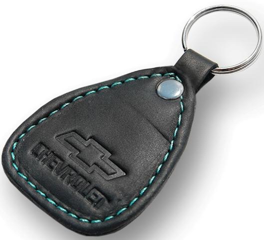 New leather black / turquoise keychain car logo chevrolet auto emblem keyring