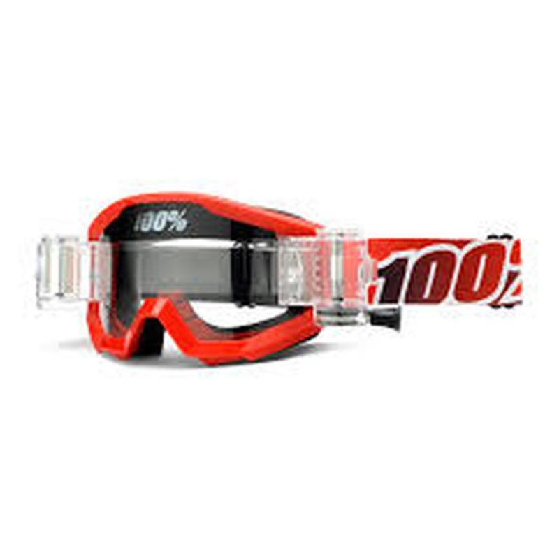 New 100% the mud strata adult goggles, fire red, with clear lens