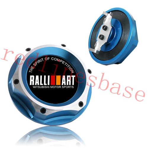 Blue aluminum engine 2 tone oil cap w/ ralli emblem fit : mitsubishi