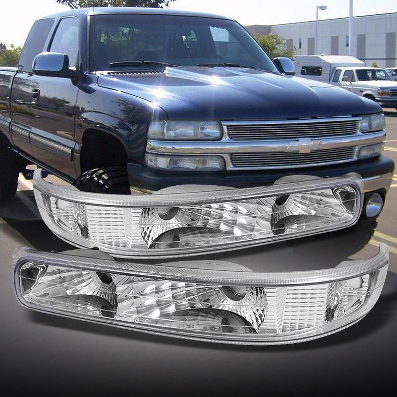 99-02 silverado 00-06 tahoe suburan euro clear bumper signal lights lamps pair