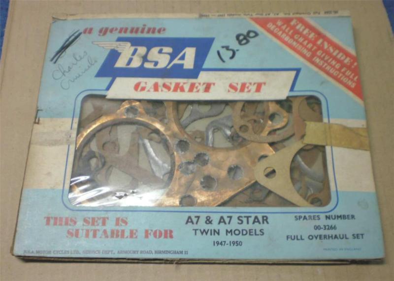 Genuine bsa gasket set for 1947-1950 a7 500cc