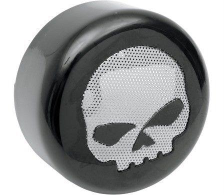 Hd motorcycle big twin horn cover - black skull    free usa shipping