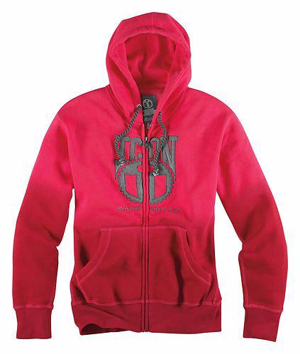 New icon geared womens cotton/poly hoody/sweatshirt, red, large/lg