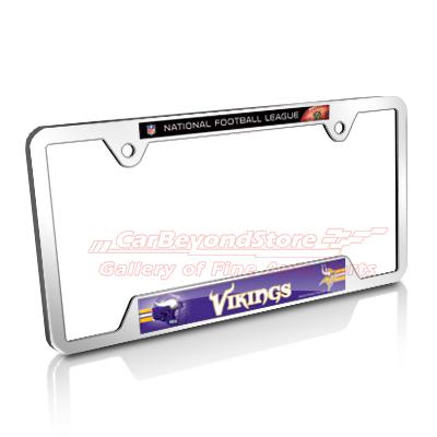 Nfl minnesota vikings chrome metal license plate frame + free gift, licensed