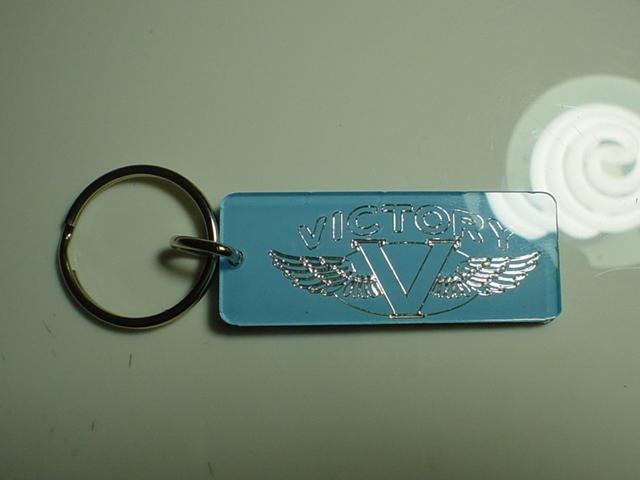 Victory motorcycle key chain fob ice blue & chrome vegas jackpot judge vision