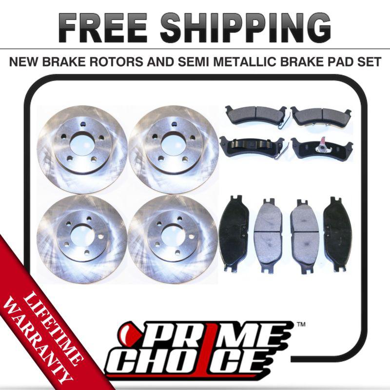 Front + rear kit (4) brake rotors & (8) brake pads with lifetime warranty