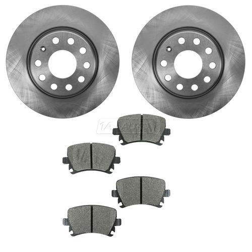 Audi a3 vw cc eos passat gti jetta rear ceramic disc brake pads & 2 rotors set