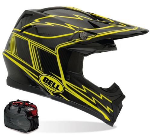 Bell moto-9 carbon hurricane black/yellow xlarge dirt atv mx motorcycle helmet