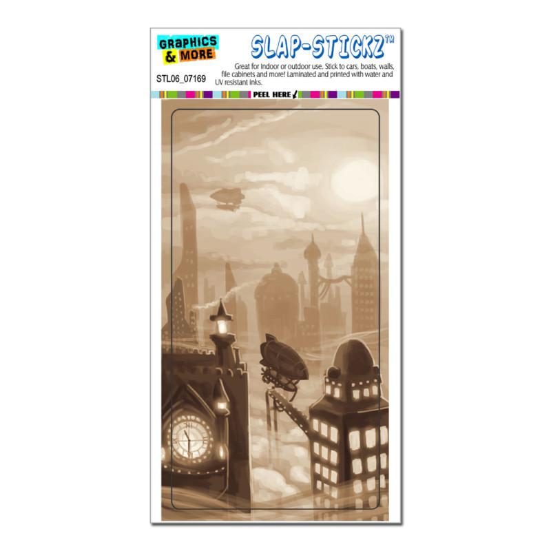 Steampunk city - steam airship zeppelin sepia - slap-stickz™ bumper sticker